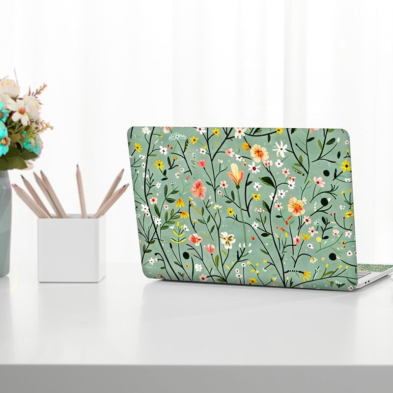 Lauspuck Laptop Skin Sticker Decal,13.3" 14" 15" 15.4" 15.6 inch Laptop Universal Vinyl Skin Sticker Cover, Reusable Art Decal Protector, Green Art Flowers - Image 4